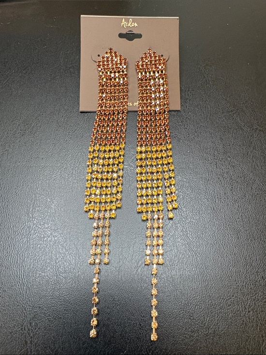 Arden Jewelry - Arden Gold and Amber Gradient Crystal Fringe Earrings
